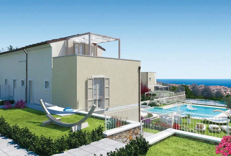 DYK115 Апартаменты в новой резиденции с бассейном и панорамным видом в Лоано, Лигурия